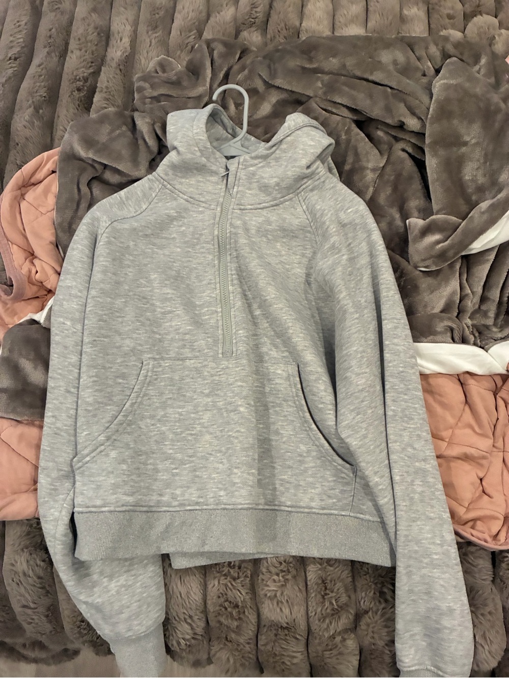 Light Gray Half-Zip Hoodie Pullover